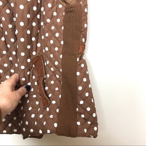C’Esttoi Brown/White Polka Dot Puffer Vest Size S - Picture 4 of 8